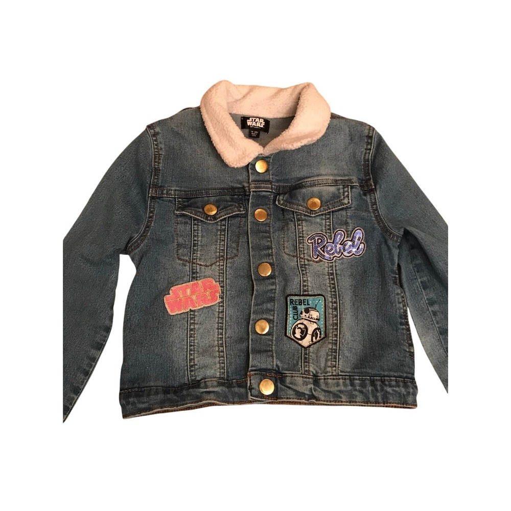 Star Wars Girls Rebel Denim Jean Jacket Blue Size 7/8